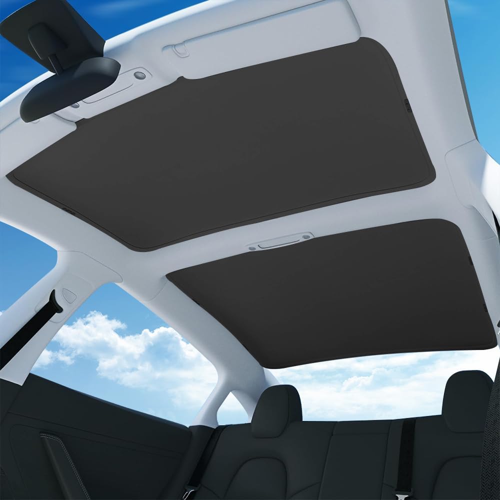 Parasol Techo Solar para Tesla Model 3 2018-2026 Highland, Negro | Protección Térmica para Techo de Vidrio, Sun Shade UV Reflector Cubiertas Block Bloqueo de Rayos UV, Producido Desde China