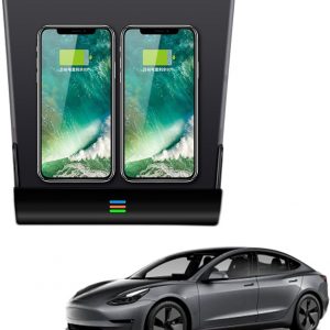 Cargador Inalámbrico Coche para Tesla Model 3 2019 2020,15W Qi Carga Rápida Auto Teléfono Cargador,Cargadores De Móvil por Inducción,Consola Central Cargador Accesorios