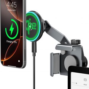 CloudValley Cargador Inalámbrico Qi2 15W con Soporte Magnético para Móvil en Tesla Model Y/3, Soporte de Metal Extensible, Compatible con magnético para Tesla Model 3/Y/S/X/Cybertruck
