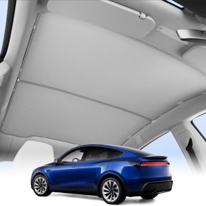 Spigen Tesla Model Y Juniper (Solo Premium & Performance 2025 2026) CryoShade Parasoles de Techo de Doble Capa con Protección contra Rayos UV [Pack de 2] Incluye 16 Clips para Accesorios Tesla Model Y