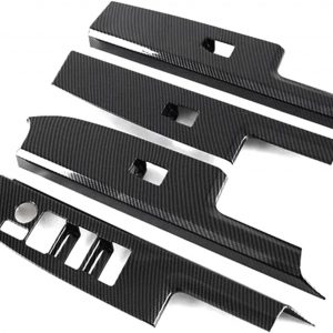 molduras interiores de coche 4 Piezas Cubierta Interruptor Botón Elevación Ventana Coche Embellecedor Panel Reposabrazos Puerta Para Toyota Bz4X 2022-23, Fibra Carbono Consola Central Panel Pegatina