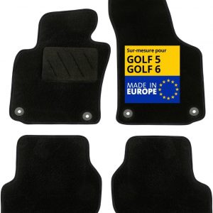 DBS – Alfombrillas para Coche – A Medida para Golf 5/6 – con Clips – Alfombrillas Antideslizantes para Coche – 4 Piezas