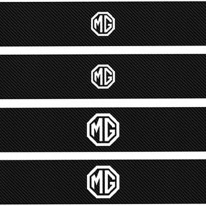 4 Piezas Umbrales Puerta Coche Placas Protección para MG ZS EV HS GT MG4 3 5 6 7 RX5 RX8, Decoración para Estribos de Coche de Fibra de Carbono Carrocería Accesorios White