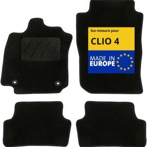 DBS – Alfombrillas para Coche – A Medida para Clio 4 – con Clips – Alfombrillas Antideslizantes para Coche – 4 Piezas