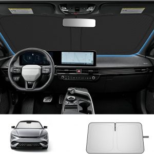 SHAOHAO [Mejorado] Parasol de Coche Compatible con KIA EV6 2022-2026 Protector Solar de Parabrisas Plegable Revestimiento Plata Anti-UV y Calor Accesorios