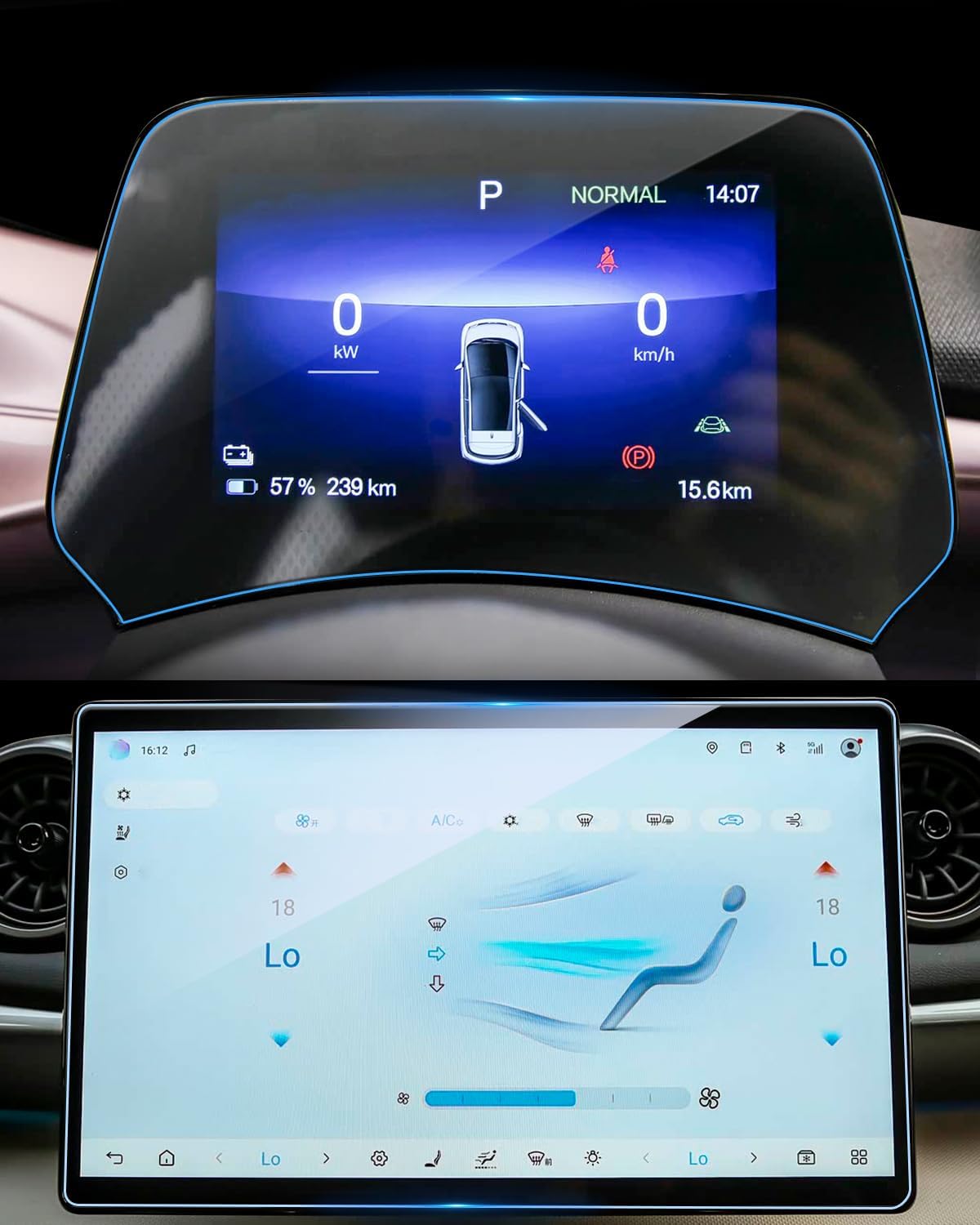 Juego de 2 protectores de pantalla de vidrio templado 9H para BYD Atto 3 / Dolphin (Design Comfort) 2023-2025 2026, protector de pantalla antiarañazos de navegación de 12,8 pulgadas + protector