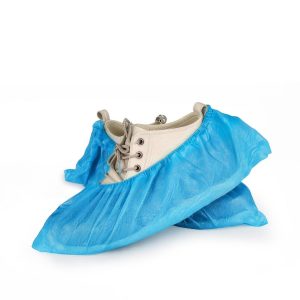 EUROPAPA 100x Cubrezapatos Desechables, Impermeables, Antideslizantes, Material CPE 3g, Sin Látex y Elásticos para Hospital, Hogar, Industria, Comercio, Hotelería (Azul)