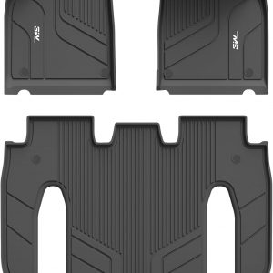 3W Alfombrillas de Coche Compatible con Tesla Model X 6 Plazas 2022-2024, TPE Alfombrillas para Todo Tipo de Clima para 6 Plazas Model X la 1ª y 2ª Fila Juego Completo, Accessorios, Negro