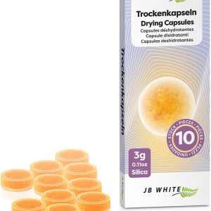 JB White 10 Cápsulas desecantes para Audífonos | Compatibles con la Bandeja | de Carga y el Vaso de Secado de Phonak | Universal con Indicador de Color | Accesorios (3g, selladas individualmente)