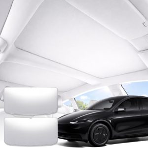 Parasol de Techo para Tesla Model Y 2025 – Protector Solar de Cristal Térmico con Bloqueo UV 99%, Pantalla Plegable con Aislamiento de Calor y Clips de Sujeción, Accesorios Interior (Model Y)