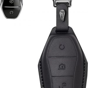 Portatarjetas para BYD Atto 3 / Sealion / Han / Tang/Dolphin / Seal Accesorios, con llavero (negro)