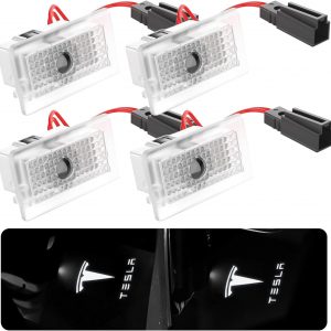 4Pcs Luces LED de Bienvenida: Nizirioo Coche Logo Proyección, per Tesla Model 3/Y/S/X Luz de bienvenida Foco de la puerta, Luz de bienvenida del coche, Uz de bienvenida del coche