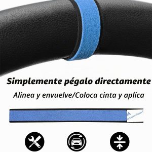Adhesivo de tira central para volante de cuero batido, adhesivo antideslizante estándar para volante para Tesla Model 3, Y S interior (Azul Negro)