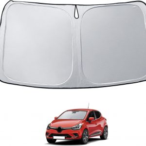 LUWU Compatible con Renault Clio 4 2013-2019, protector solar para coche, plegable, parabrisas delantero, parasol interior, protección UV, protección contra el calor, parabrisas, parasol delantero