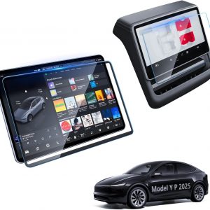 SKTU 2 protectores de pantalla para Tesla Model Y Performance 2025 2026, 9H Tempered Glass 16 pulgadas + 8 pulgadas Entertainment Screen Rear para Model Y Performance/Long Wheelbase