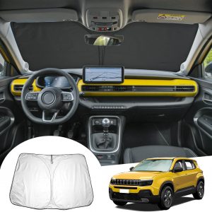 [Update] GAFAT Compatible con Jeep Avenger 2023-2025 2026 Parasol para Parabrisas Interior, Avenger Hybrid EV Accesorios Protector Solar, Enfriamiento, Protección UV, UPF 50+