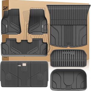 3W Juego Completo de Alfombrillas de Coche para Tesla Model Y 2020-2024 2025(No Compatible con Juniper),TPE para Todo Tipo de Clima,Alfombra Maletero y Alfombrillas Traseras Asiento Trasero