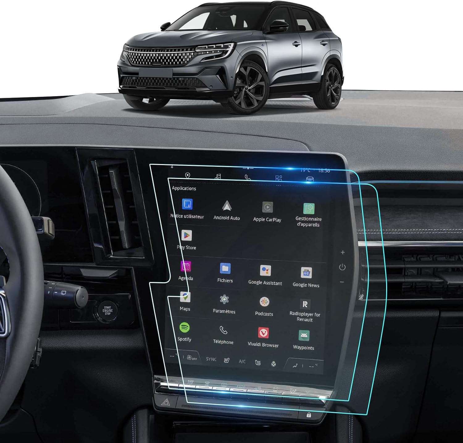 BIXUAN Protector de pantalla de navegación PET de 12 pulgadas, compatible con Renault Austral/Espace 6 VI/Rafale/Megane E-Tech Hybrid Protector de pantalla transparente nano protector de pantalla