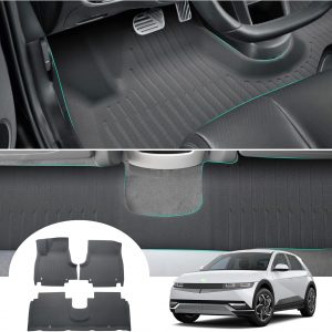 GAFAT Compatible con Hyundai Ioniq 5 2021-2023 2024 Alfombrillas Delanteras, Alfombras de Goma Originales, Escaneo 3D TPE Borde Alto, Ioniq 5 Accesorios [No para Fαcelift 2025]