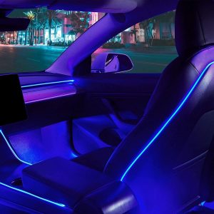 2016-2020 Luces Interiores de neón para Autos Tesla Modelos 3/Y (Consola Central+Salpicadero+Respaldo del Asiento+4 Luces de pie) Tira de Luces LED RGB con Varios Modos escénicos