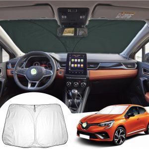[Update] GAFAT Compatible con Renault Clio 5 V 2020-2024 2025 Parasol Lunas Delanteras, Clio 5 RS Line/E-Tech Hybrid Accesorios Parabrisas Interior, Refrigeración, Protección UV, UPF 50+