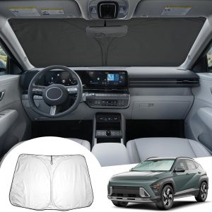 [Upgrade] GAFAT Compatible con Hyundai Kona SX2 2024 2025 2026 Parasol para Parabrisas Interior, Kona SX2 Hybird EV Parasoles Lunas Delanteras, Refrigeración, Protección UV, Kona 2026 Accesorios