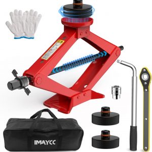 IMAYCC Gato de Coche para Tesla Model 3/Y/S/X,2.5T Gato de Tijera con 2 Almohadilla de Elevación Tesla Jack Pads, Manivela Y Llave Telescópica para Tuercas de Rueda Accesorios para Vehículos Tesla