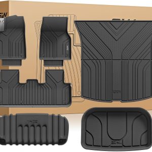 3W Alfombrillas 7 Piezas para Tesla Model Y Standard 2026, Incluyendo Alfombrilla de Maletero en Material Thorex™ Premium, Aptas para Todas Las Estaciones, Antideslizantes e Impermeables