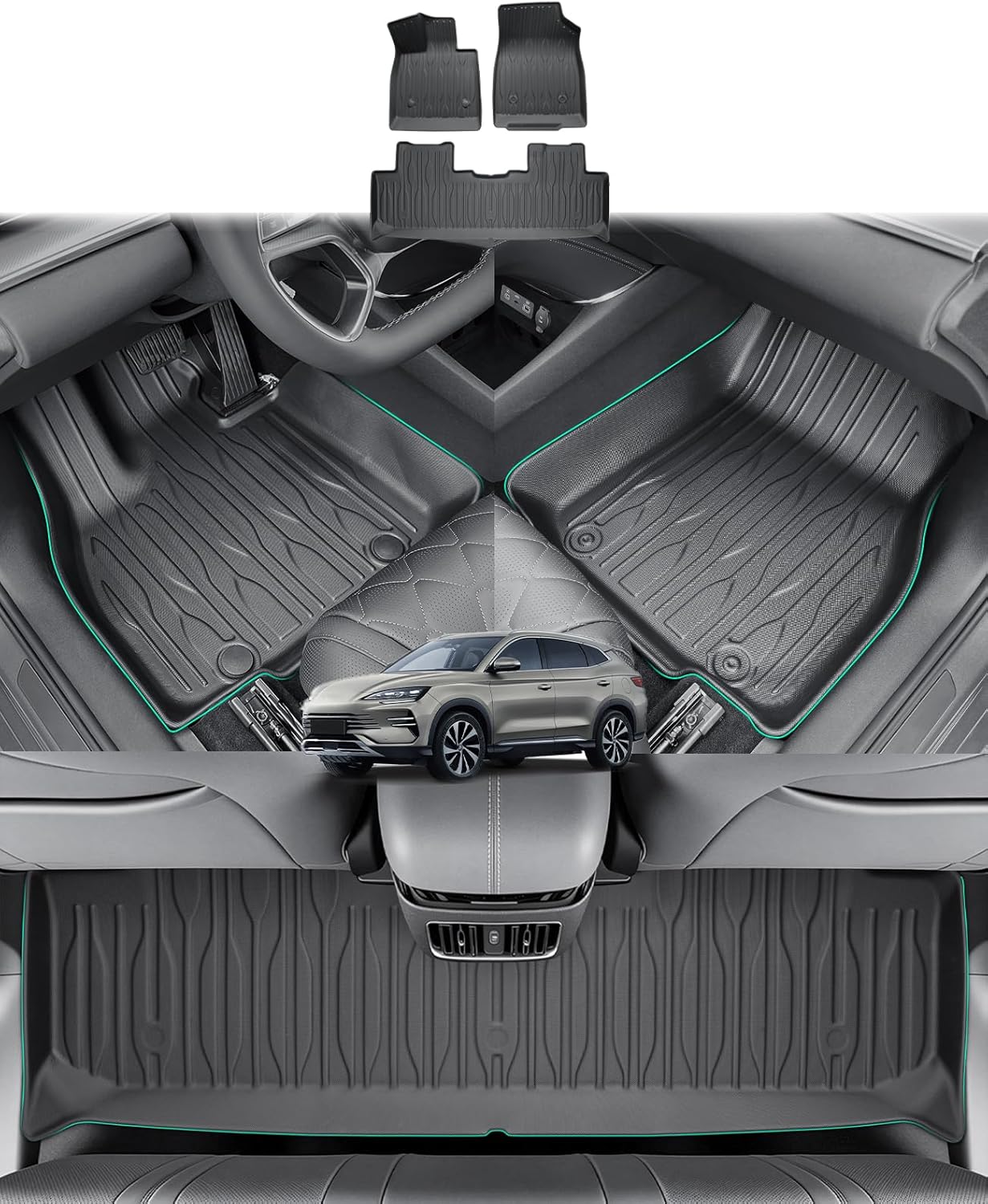 GAFAT Compatible con BYD Seal U DM-i EV 2025 2026 2027 Alfombrillas de Goma, TPE Todo Tipo de Climas para Seal-U DMi Accesorios, Borde Extra Alto 5-7 CM, Escaneo 3D Original, Fácil de Limpiar