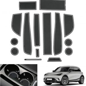 GAFAT Compatible con Mercedes Benz Smart #1 EV Electric 2023 2024 Alfombrillas Antideslizantes, Smart 1 2023 Alfombrillas de Goma, Consola Central, Costura de Puerta (Blanco)