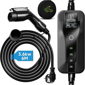 Cargador Coche Eléctrico 3,6 kW|6-16A|6M|Cargador Portátil EV Tipo 1