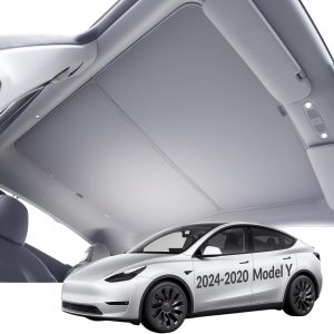 VION Parasol de Techo para Tesla Model Y 2020-2024, oscurecimiento Total, diseño sin hundimiento, Tejido de Doble Capa con Recubrimiento UV Reforzado con grafeno, Gris