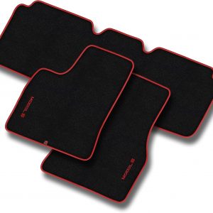 MOTOS Alfombrillas de Velours Personalizadas Adecuado para Tesla Model S Desde 2012 – Premium, Piel, Rojo – Mantenga su Coche Limpio y cómodo con Nuestras Alfombrillas