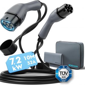 bokman EV Cable de Carga Tipo 2 7,2kW 10 Metros