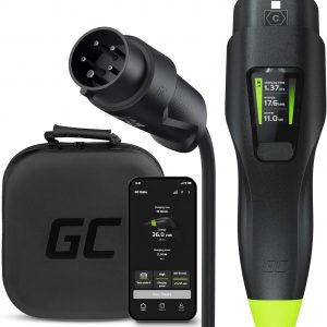 Green Cell Habu EV Cargador Portátil Wallbox 11kW 7m Tipo 2 a CEE 16A con GC App Cable Carga Coche Electrico Compatible para Model 3, Model Y, Model S, Model X, 500e, e-208, ID.4, ID.5, EV6, Mach-E