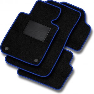 MOTOS Basic Alfombrillas coche de velours adecuado para Fiat 500e 2015-2020 – Basic, Material, Azul – Experimenta un nuevo confort de conducción con un juego de alfombra de coche de terciopelo para tu
