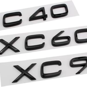 Coche ABS Maletero Trasero Letras cromadas Palabra Logo Insignia Emblema calcomanías Pegatina Apta Fit For Volvo XC40 XC60 XC90 XC30 XC50 XC70 XC80 Accesorios(Gloss Black,XC90)