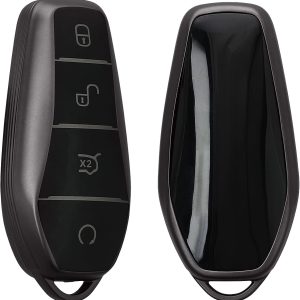 kwmobile Carcasa para Mando Compatible con BYD Atto 3 / Sealion / Han / Tang / Dolphin / Seal – Funda para Llaves de Coche con Botones de TPU – Negro Mate / Negro