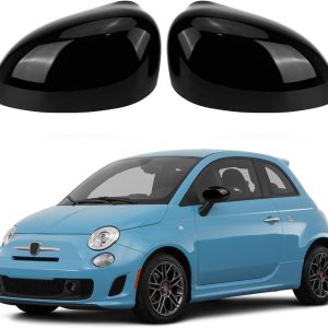 Tapa Cubierta del Espejo Reemplazar para Fiat 500/500C/500E/Abarth 500 2007-2024/Grande Punto 2005-2018, Cubierta del Espejo Tapas de Espejo Retrovisor (Negro)