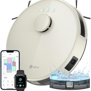 Lefant M1 Robot Aspirador y Fregasuelos con mapeo, 5500Pa, 200 Min, Navegación Láser con dToF, Limpieza Personalizada, Zona Prohibida, Alexa/WiFi/App, Ideal para el Hogar Inteligente, Champán