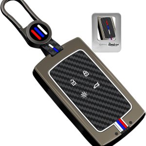 Funda para llave de coche de metal, apta para Renault 4 E-Tech 5 E-Tech Rafale Clio 4/5 Captur Symbioz Austral Arkana Sandero Accesorios Metal Carcasa de Llave Protección 4 Botones Negro