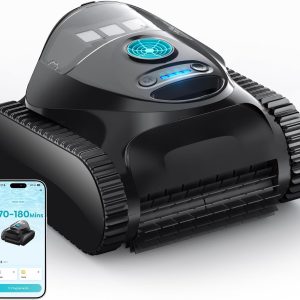 C1 Robot Piscina Limpiafondos y Paredes, Doble Filtro, Aspirador Piscina Bateria, 7 Modos Limpieza, 170-180 min Autonomía, Limpiador con App, Limpiafondos Piscina de hasta 150 m², Azul Abismo