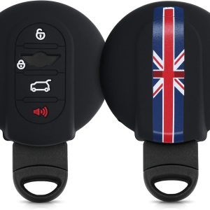 kwmobile Carcasa Compatible con Mini Llave de Coche Smart Key de 3 Botones Funda – Funda para Mando de Coche de Silicona – Rojo / Azul / Negro