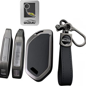 Funda para llave de coche duradera Smart Mando a distancia Compatible con Kia Telluride EV3 EV4 EV5 EV9 Serento Carnival K4 K5 Sportage 2024 2025 Cuero Carcasa de Llave Accesorios C-Negro