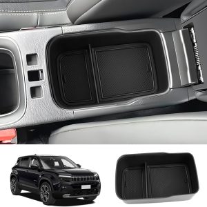 LUWU Compatible con Jeep Avenger 2023 2024 2025 Caja de Almacenamiento para Consola Central Avenger EV Hybrid Guantera Central Organizar Bandeja con Antideslizantes Accesorios Interiores