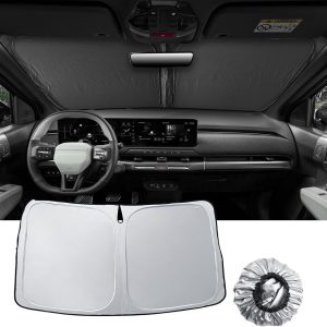 LUWU Compatible con Kia EV3 2025 2026 Protector solar para coche, plegable, parabrisas delantero, parasol interior, protección UV y contra el calor, accesorio para Kia EV3