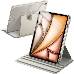 JETech Funda Giratoria para iPad Air 13″ M4/M3/M2, Blanco Estrella