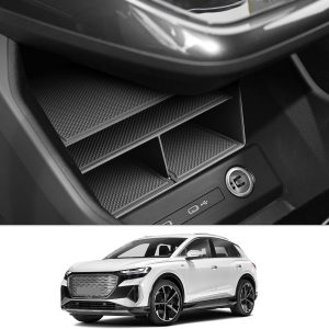 CDEFG Compatible con Q4 e-Tron 2022 2023 2024 2025 consola central organizador caja de almacenamiento coche Center Console Tray Q4 Sportback e-Tron Accesorios