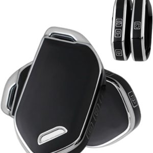 Funda de la Llave compatibile con Kia Telluride EV5 EV9 Serento K4 K5 Sportage Protector de Llave Carcasa TPU Llavero 4 Botones Plata Negro