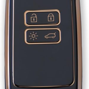 Pack de 2 Unidades Fundas Protectoras para Llave de Coche TPU RUXYAXFOL para Renault Dacia Duster Master, Austral, Arkana, Kangoo, Twingo, Megane E-Tech Negro-Oro